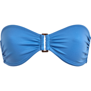 Top de bikini de corte bandeau y color liso para mujer Vaqueros vista frontal