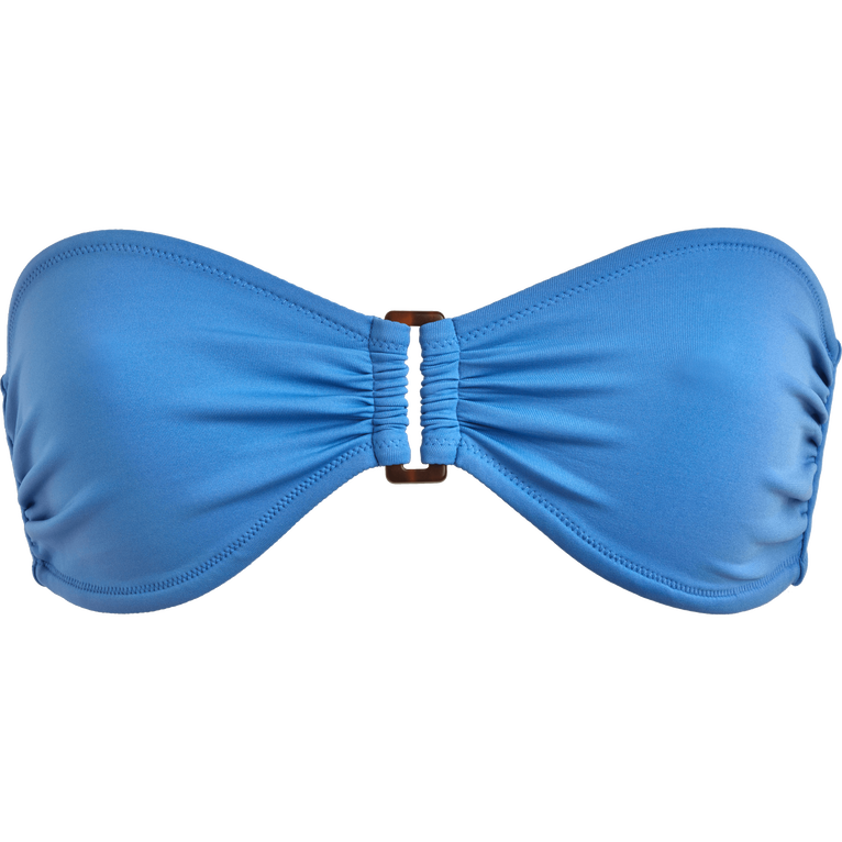 Top De Bikini De Corte Bandeau Y Color Liso Para Mujer - Traje De Baño - Luce - Azul