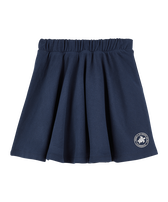 Falda de algodón orgánico en color liso para niña Azul marino vista frontal