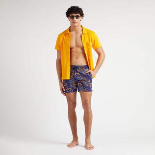 Men Swim Trunks Embroidered Hibiscus - Limited Edition Midnight details view 1