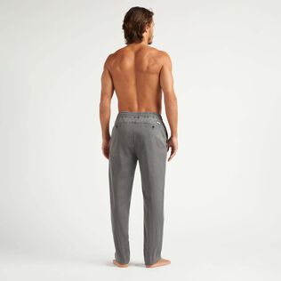 Men Tencel Cotton Elastic Waist Pants Anthracite back worn view