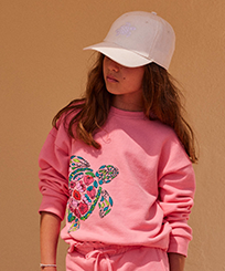 Girls Crewneck Sweatshirt Provencal Turtles Candy front worn view