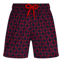 Boys Ultra-light and packable Swim trunks Homard Pixel Navy front view
