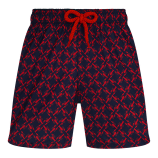 Boys Ultra-light and packable Swim trunks Homard Pixel Navy front view