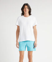 Camiseta de color liso en tejido terry unisex Blanco vista frontal desgastada