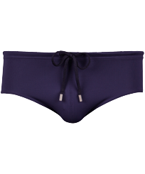 Bañador slip ajustado de color liso para hombre Azul marino vista frontal