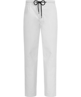 Pantaloni joggers uomo in popeline di Tencel Bianco vista frontale