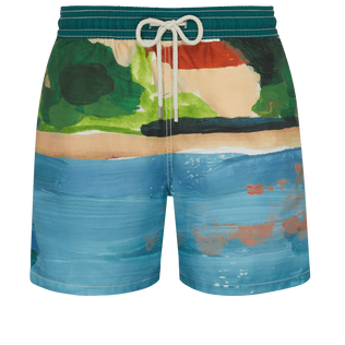 360 Landscape Badeshorts für Herren – Vilebrequin x Highsnobiety Chambray Vorderansicht