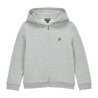 Boys Hooded Front Zip Sweatshirt Placed Embroidery Tortue Back