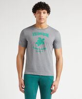 Men Cotton T-shirt Embossed logo Heather grey front worn view