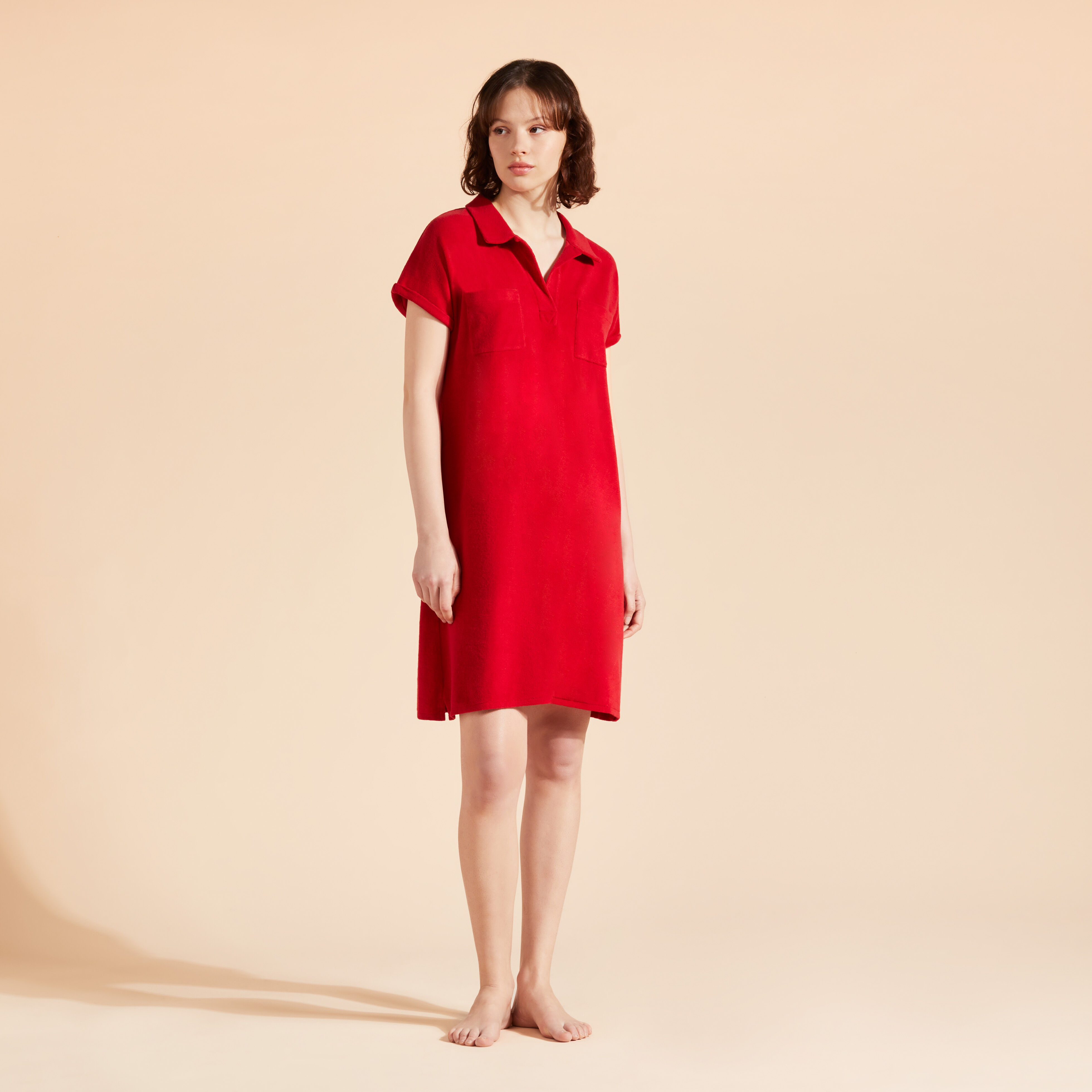 Women Terry Polo Dress Solid