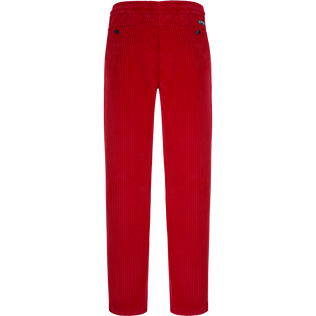 Pantalones de chándal de pana de líneas grandes de color liso para hombre Rojo vista trasera