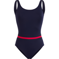 Bañador de una sola pieza de color liso para mujer de Vilebrequin x Inès de la Fressange Azul marino vista frontal