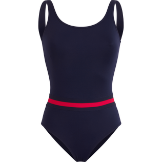 Bañador de una sola pieza de color liso para mujer de Vilebrequin x Inès de la Fressange Azul marino vista frontal