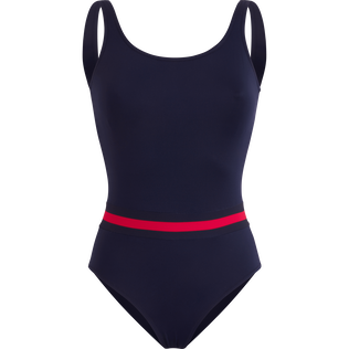 Solid Badeanzug für Damen – Vilebrequin x Ines de la Fressange Marineblau Vorderansicht
