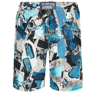 Bañador elástico largo con estampado Californian Pool Dogtown para hombre - Vilebrequin x Highsnobiety Blue note vista trasera