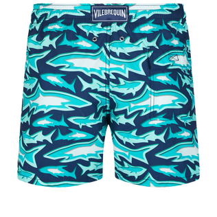 男士 Requins 3D 游泳短裤 Navy 后视图