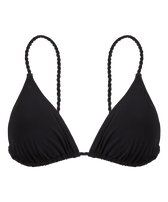 Women Rope Triangle Bikini Top Tresses Black front view