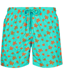 Men Classic Embroidered - Men Swim Trunks Embroidered Micro Ronde Des Tortues - Limited Edition, Lazulii blue front view