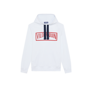 Men Cotton Hoodie Sweatshirt Solid White front view