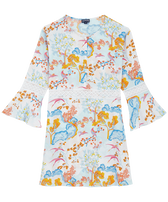 Women Short Dress Peaceful Trees White front view