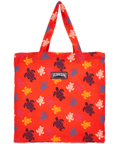 Borsa tote unisex in lino Ronde des Tortues Multicolores Papavero vista frontale