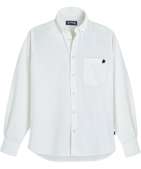 Men Corduroy Shirt Solid Off white front view