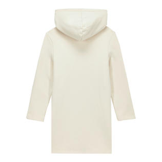 Langärmeliges Ikat Kleid für Mädchen mit Kapuze und Schildkröten-Print Off white Rückansicht