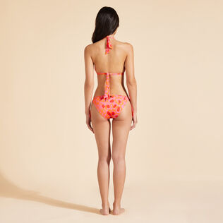 Women Halter Bikini Top New Leopard Apricot back worn view