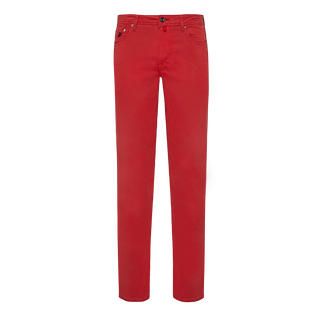 Pantaloni uomo a 5 tasche in gabardine di Tencel Moulin rouge vista frontale