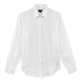 Women long sleeves Linen Shirt Solid White front view