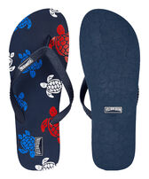 Chanclas con estampado Tortues Multicolores para hombre Azul marino vista frontal desgastada