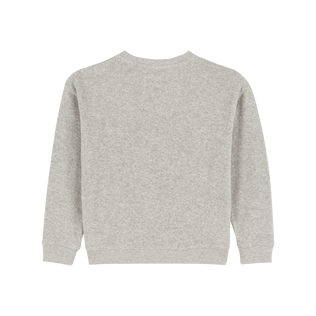 Sudadera de algodón con cuello redondo de color liso para niños Gris jaspeado vista trasera
