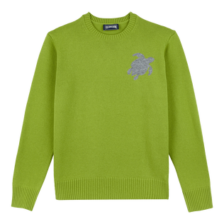 Men Wool and Cashmere Crewneck Sweater Turtle Matcha front view