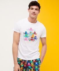 Men Others Printed - Men Cotton T-Shirt Multicolore Medusa, White front worn view
