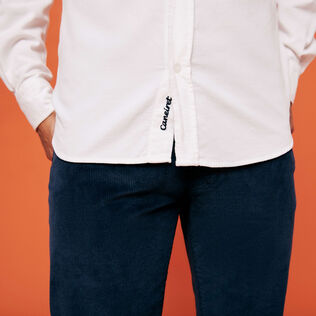 Camicia uomo in velluto tinta unita Off white dettagli vista 2