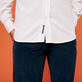 Camicia uomo in velluto tinta unita Off white dettagli vista 2