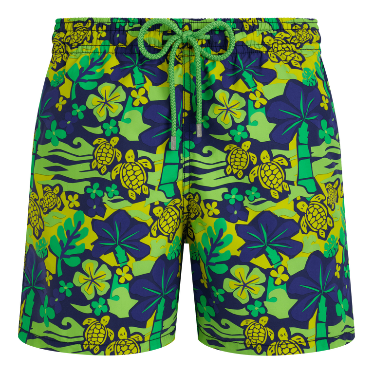 Vilebrequin Men Swim Shorts Monoi Turtles - Moorea - Green - Size XXL