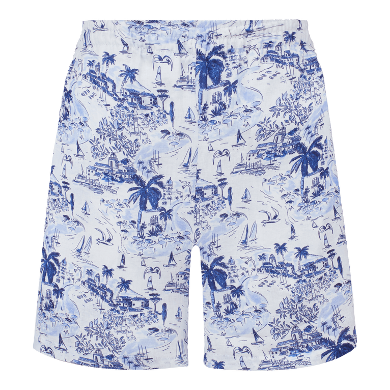 Women Linen Bermuda Shorts Riviera - Lourdes - Blue
