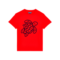 Camiseta de algodón orgánico con tortuga bordada para hombre Amapola vista frontal