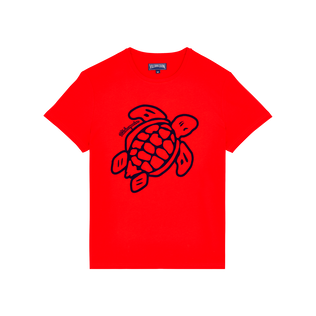 Camiseta de algodón orgánico con tortuga bordada para hombre Amapola vista frontal