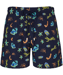 Men Swim Shorts Embroidered Naive Fish - Limited Edition Navy front view