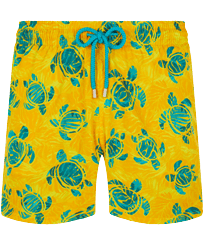 Men Stretch Swim Trunks Turtles Madrague Yellow front view