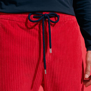 Pantalones de chándal de pana de líneas grandes de color liso para hombre Rojo detalles vista 3