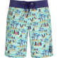 Uomo Altri Stampato - Costume da bagno uomo elasticizzato Palms & Surfs - Vilebrequin x The Beach Boys, Lazulii blue vista frontale