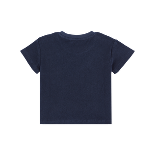 Conjunto en tejido terry de color liso para bebé Azul marino vista trasera