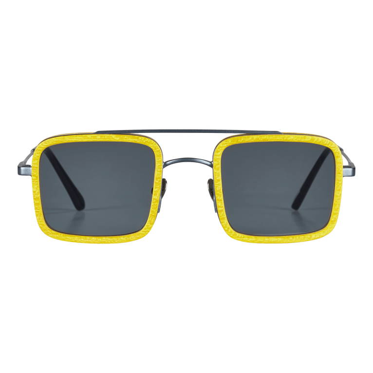 White Tulipwood Men Sunglasses - Vbq X Shelter - Sunglasses - Valentin - Yellow - Size OSFA - Vilebrequin