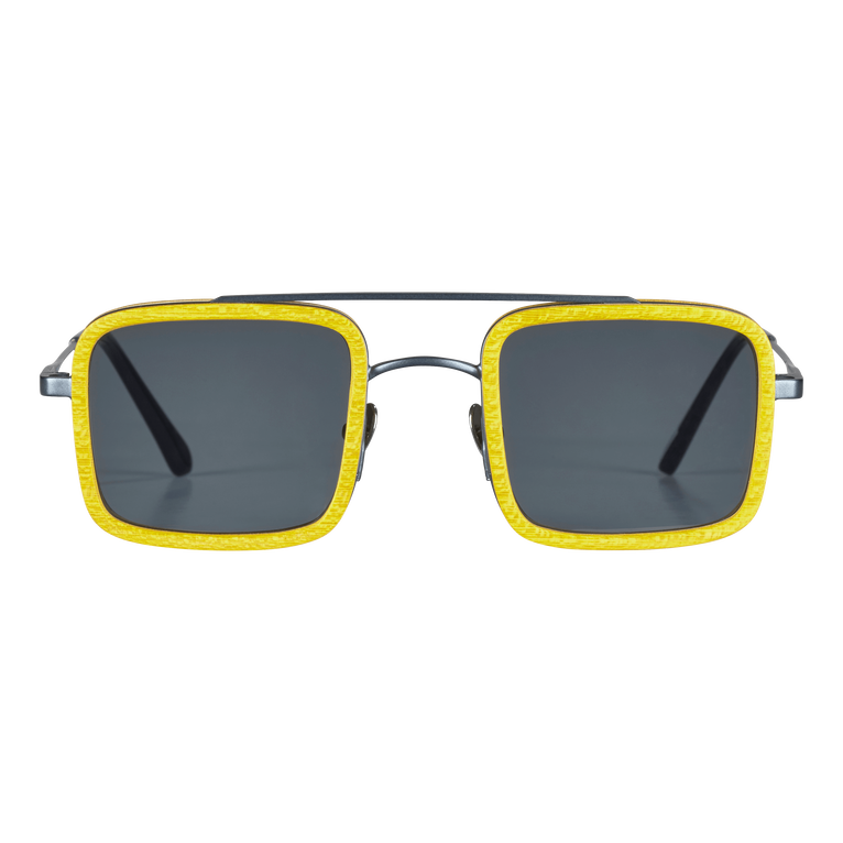 White Tulipwood Sonnenbrille Für Damen Und Herren – Vbq X Shelter - Valentin - Gelb - Größe OSFA - Vilebrequin