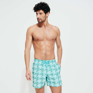 Men Embroidered Swim Shorts Fish Foot - Limited Edition Lagoon front worn view