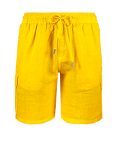 Bermuda cargo uomo in lino tinta unita Mango vista frontale